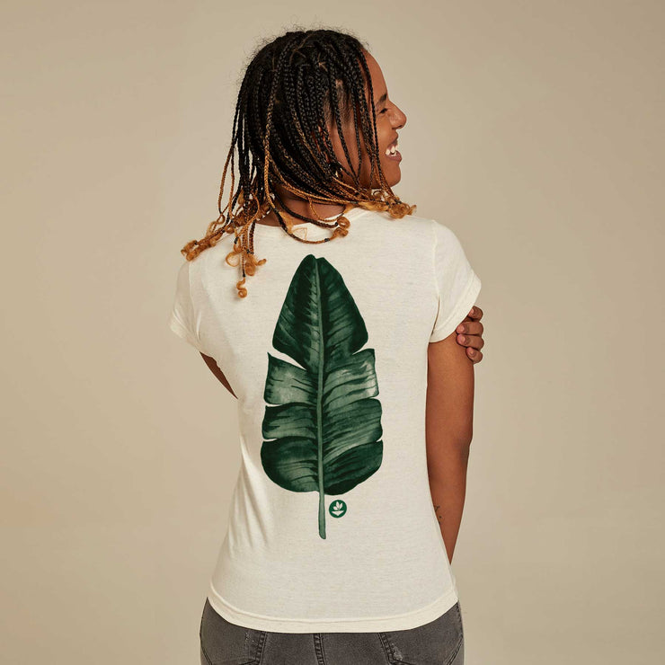 Recycled Polyester + Linen Women's T-shirt - Long Live Green