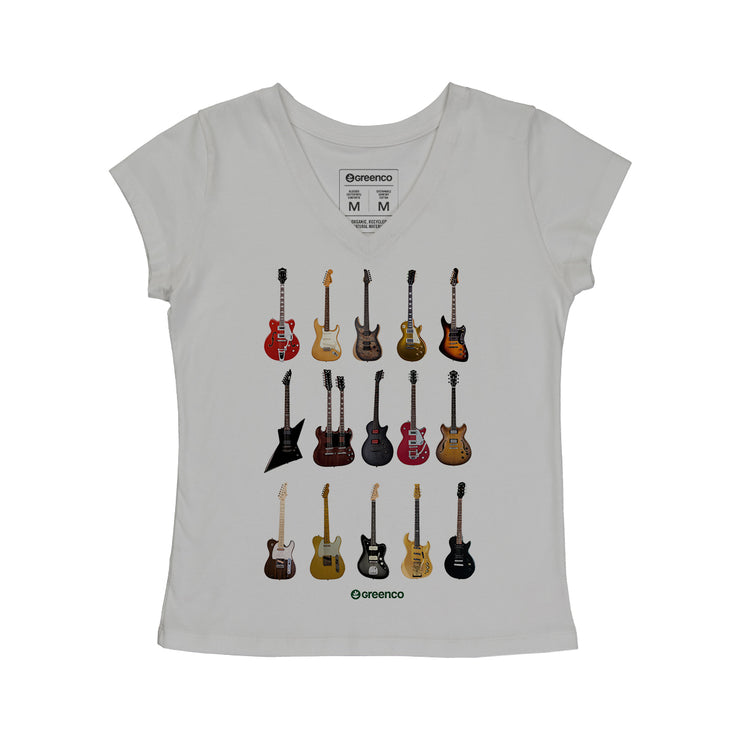 Women's V-neck T-shirt - Guitar Types